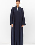 Fluid Shawl Lapel Abaya in Teal Blue