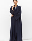 Fluid Shawl Lapel Abaya in Teal Blue