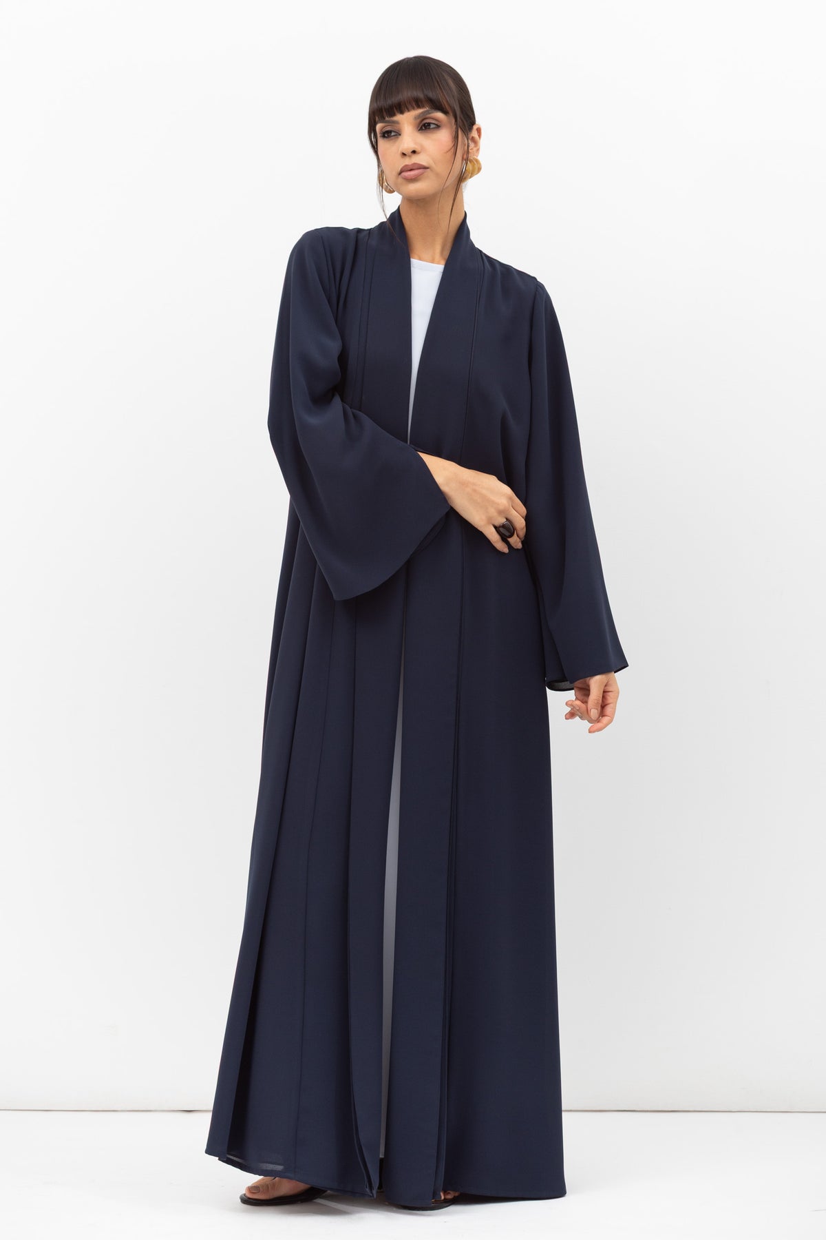 Fluid Shawl Lapel Abaya in Teal Blue