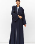 Fluid Shawl Lapel Abaya in Teal Blue RTW