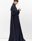 Fluid Shawl Lapel Abaya in Teal Blue RTW