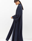 Fluid Shawl Lapel Abaya in Teal Blue RTW
