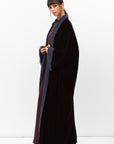 Velvet Abaya with Printed Brown and Blue