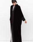 Velvet Butterfly Abaya with Quilted Details in Black