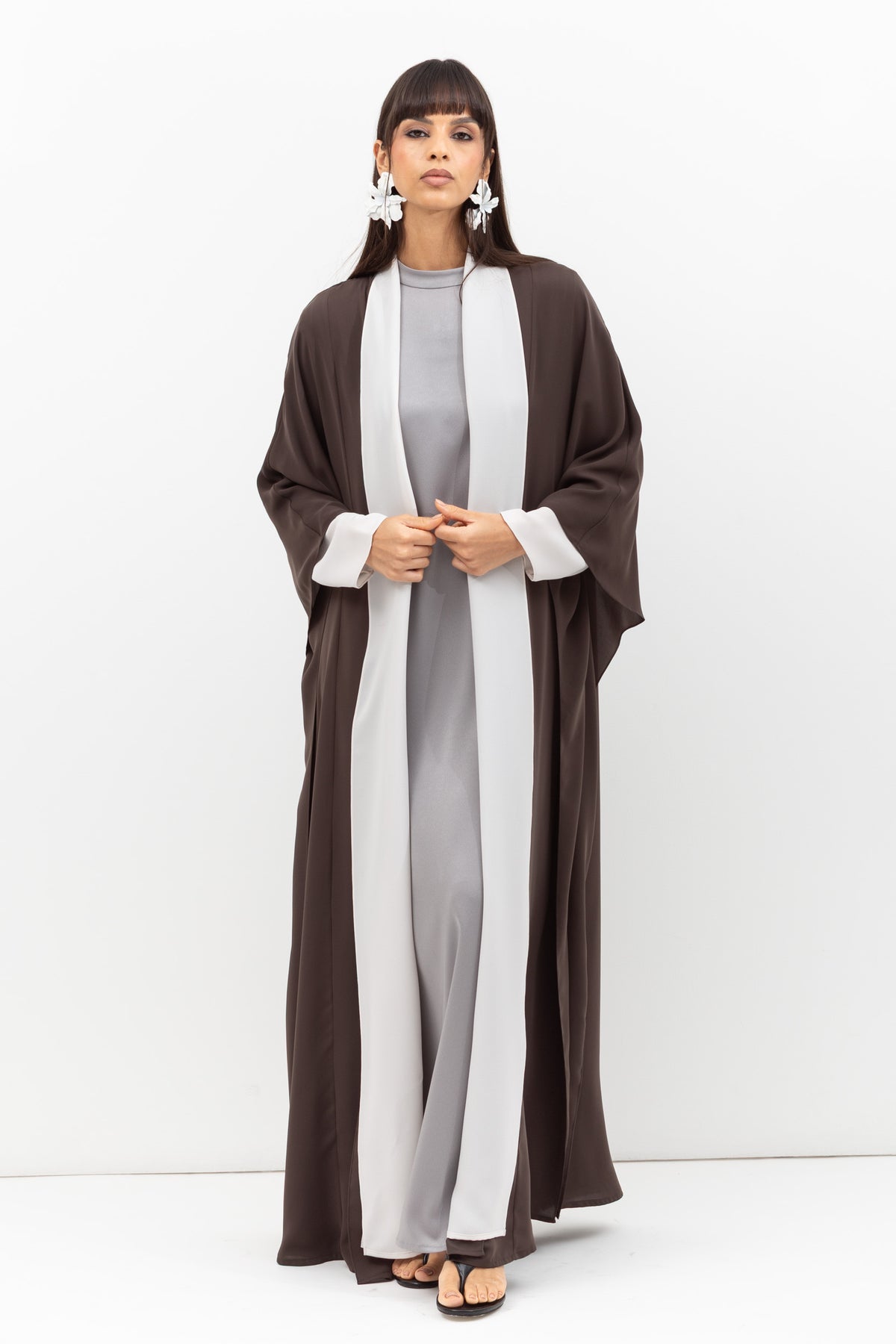 Double Flow Abaya in Matte Taupe RTW