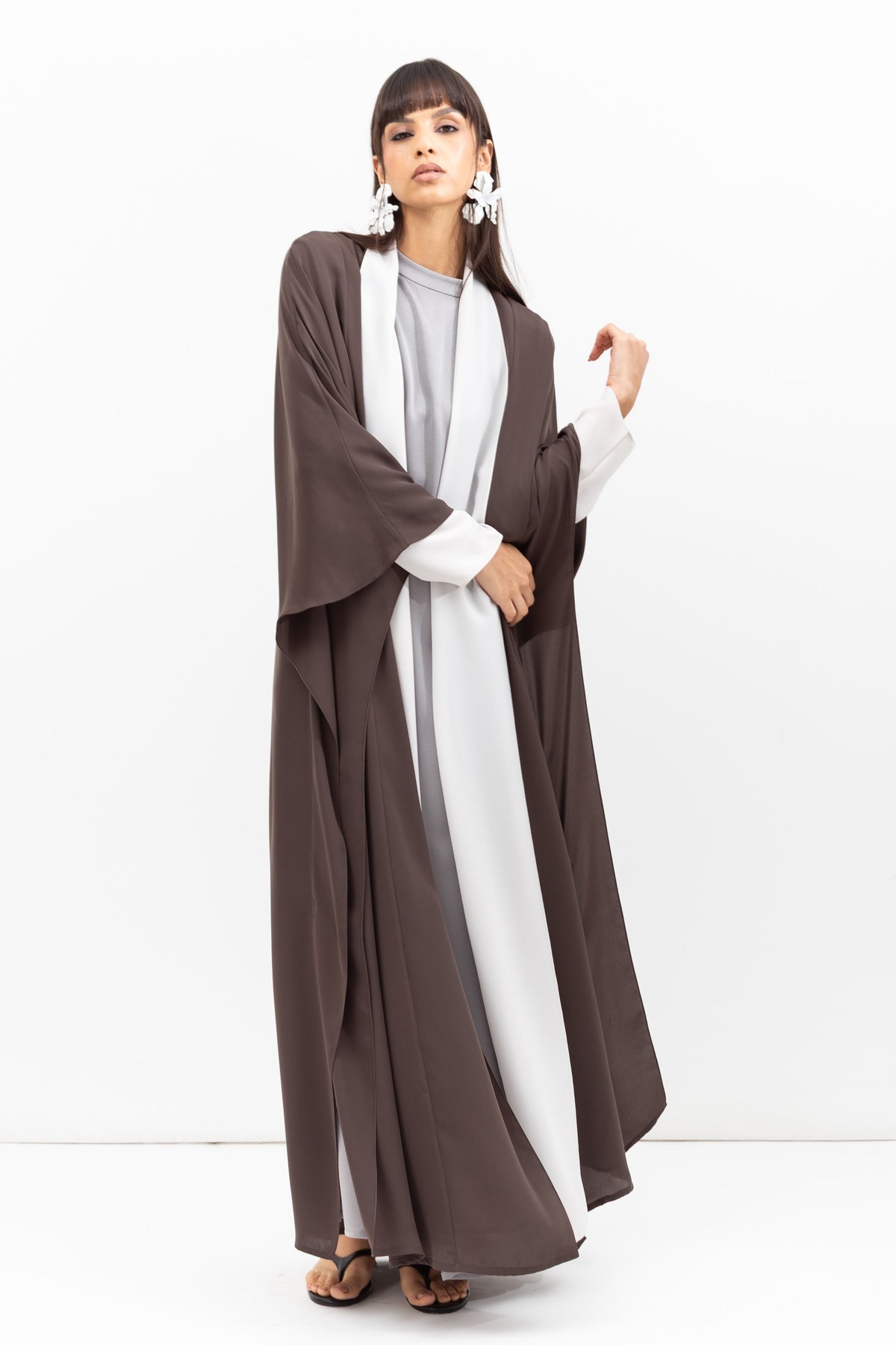 Double Flow Abaya in Matte Taupe