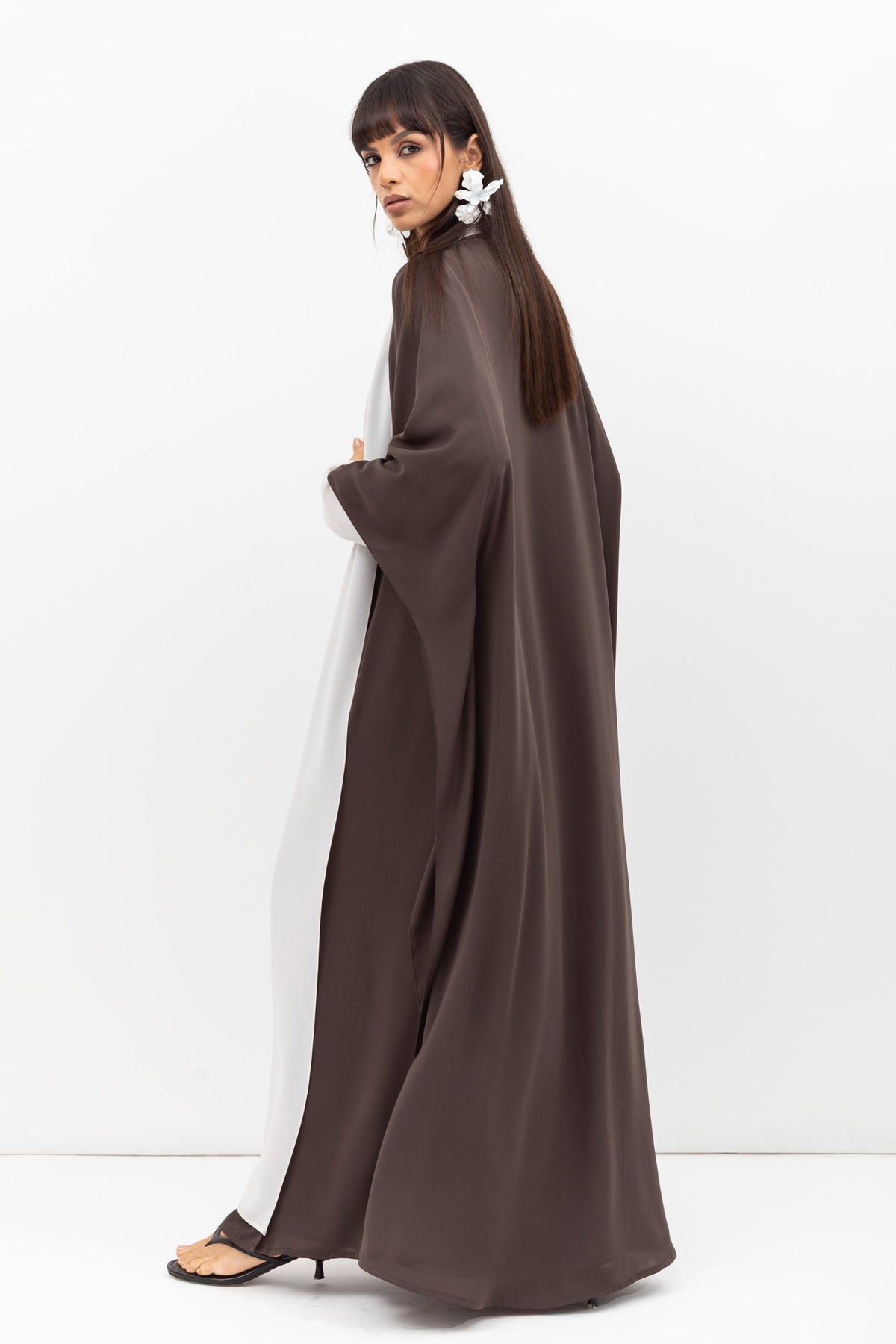 Double Flow Abaya in Matte Taupe