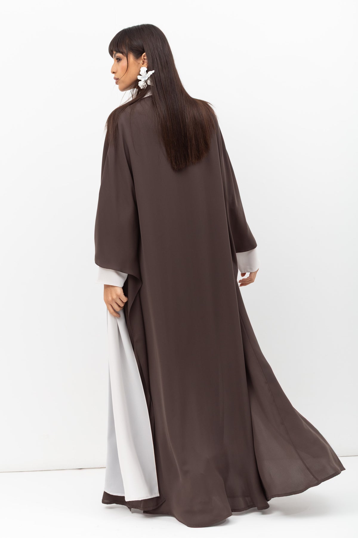 Double Flow Abaya in Matte Taupe