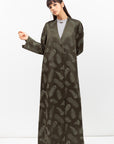 Structured Abaya in Feather Print Olive