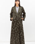 Structured Abaya in Feather Print Olive