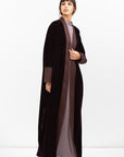 Velvet Butterfly Abaya with Quilted Details in Brown