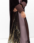 Velvet Butterfly Abaya with Quilted Details in Brown