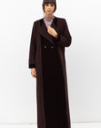 Winter Coat Abaya with Velvet Front in Brown