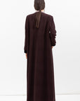 Winter Coat Abaya with Velvet Front in Brown
