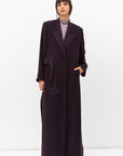 Tuxedo Abaya with Sash in Dark Purple