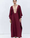 Burgundy Silk Kaftan