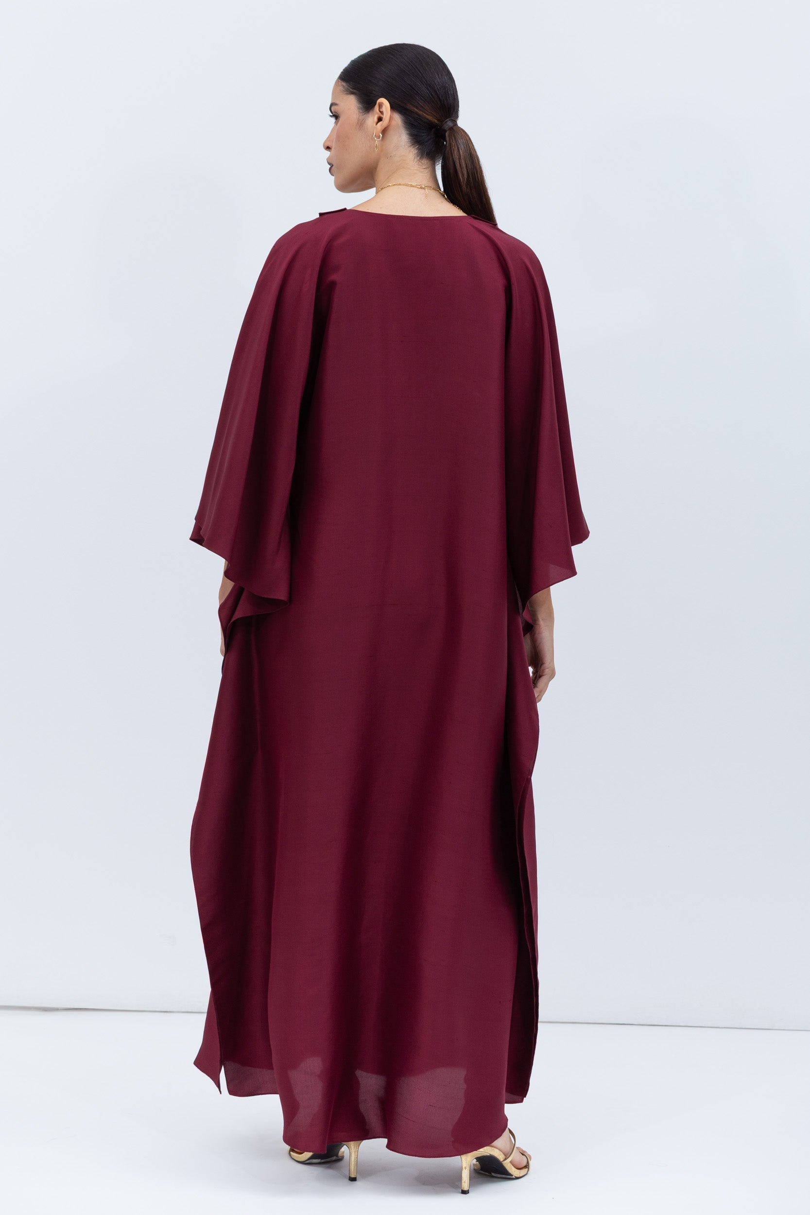 Burgundy Silk Kaftan