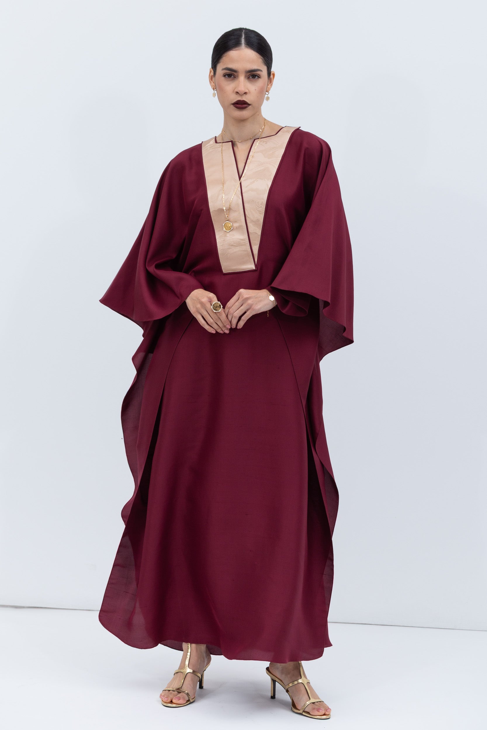 Burgundy Silk Kaftan