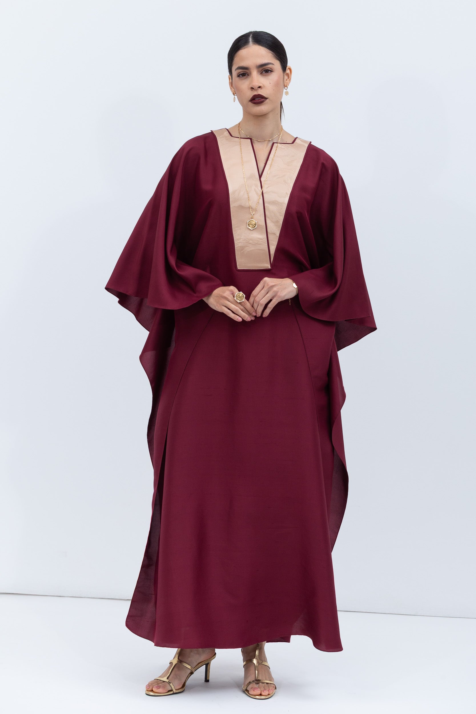 Burgundy Silk Kaftan