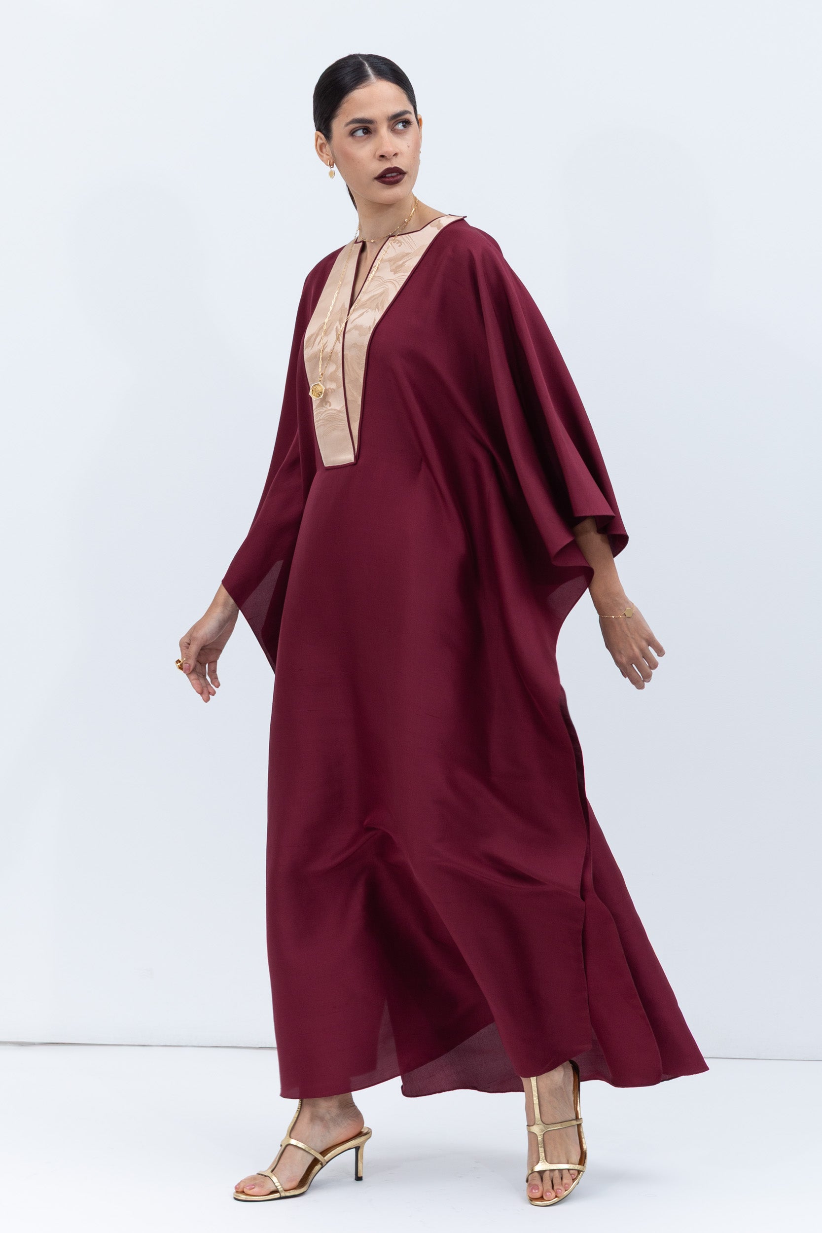 Burgundy Silk Kaftan