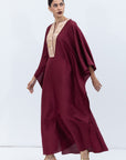 Burgundy Silk Kaftan