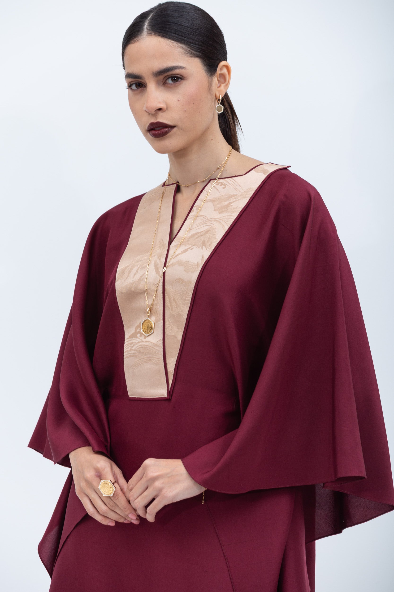 Burgundy Silk Kaftan