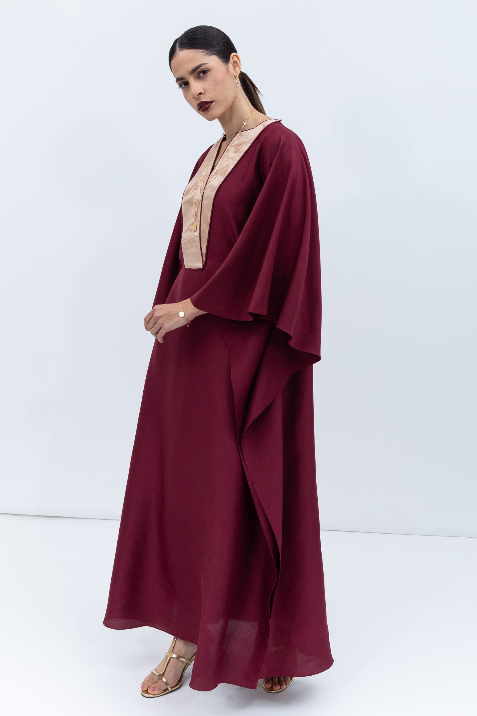 Burgundy Silk Kaftan
