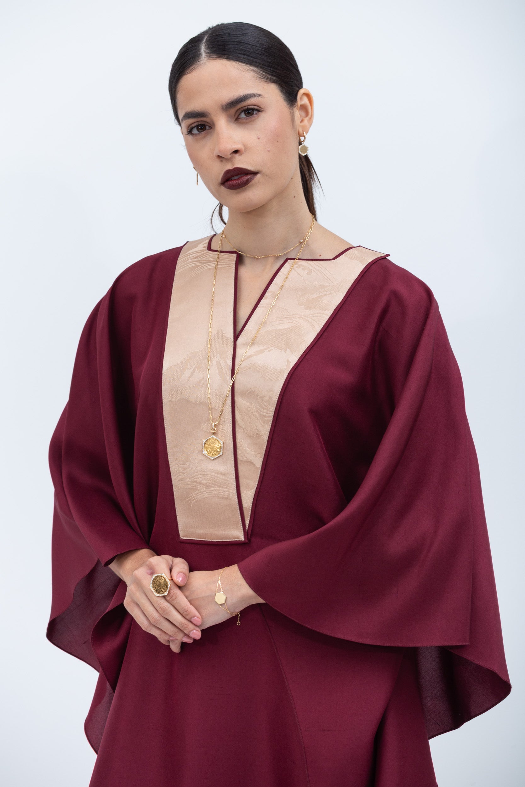 Burgundy Silk Kaftan