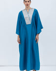 Aqua Blue Kaftan in Silk