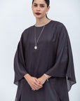 Metallic Effect Dark Brown Flowy Kaftan