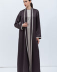 Premium Satin Abaya in Brown with Fringe Details