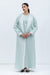 Tencel Twill Abaya in Mint Green with Silk Organza Details