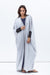Butterfly Abaya in Light Grey with Dark Marble Detailing