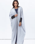 Butterfly Abaya in Light Grey with Dark Marble Detailing
