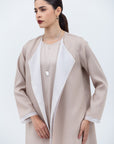 Tencel Twill Blush Pink Abaya with Silk Organza Detailing RTW