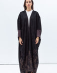 Butterfly Abaya in Black with Copper Print