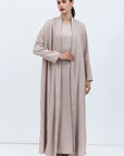 Tencel Twill Abaya in Blush with Double Piping Details