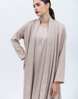 Tencel Twill Abaya in Blush with Double Piping Details