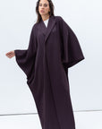 Flow Abaya with Satin Lapel in Deep Plum RTW