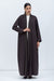 Tencel Twill Abaya in Brown with Double Piping Details