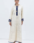Ivory Kaftan with Blue Details