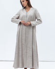 A-cut Abaya in Gray Green Jacquard