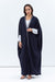 Butterfly Abaya in Navy Shimmer with Grey Satin Detailing