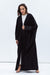 Butterfly Abaya in Black Shimmer with Black Satin Detailing