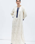 Ivory Kaftan with Blue Details