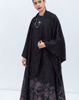 Flow Abaya in Black with Purple Floral Print RTW
