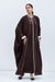 Butterfly Abaya in Coffee Brown with White Piping