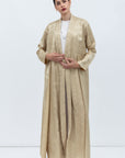 Layer Abaya in Light Golden Green Jacquard