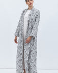 Loose Cut Abaya in Ligth Grey Pattern RTW