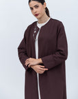 Structured Abaya in Brown on Brown Piping